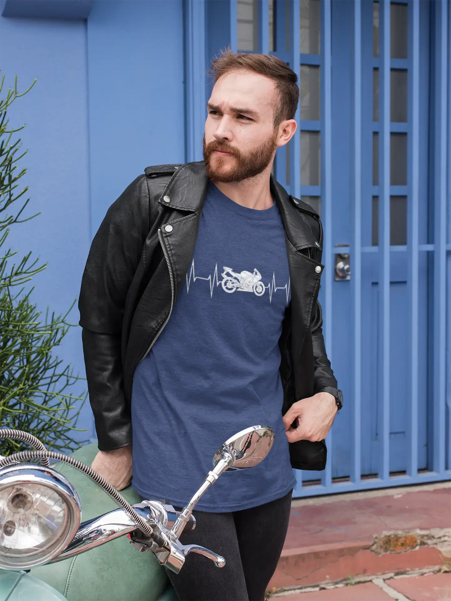 Men's Graphic T-Shirt Motorcycle Heartbeat Gift Idea