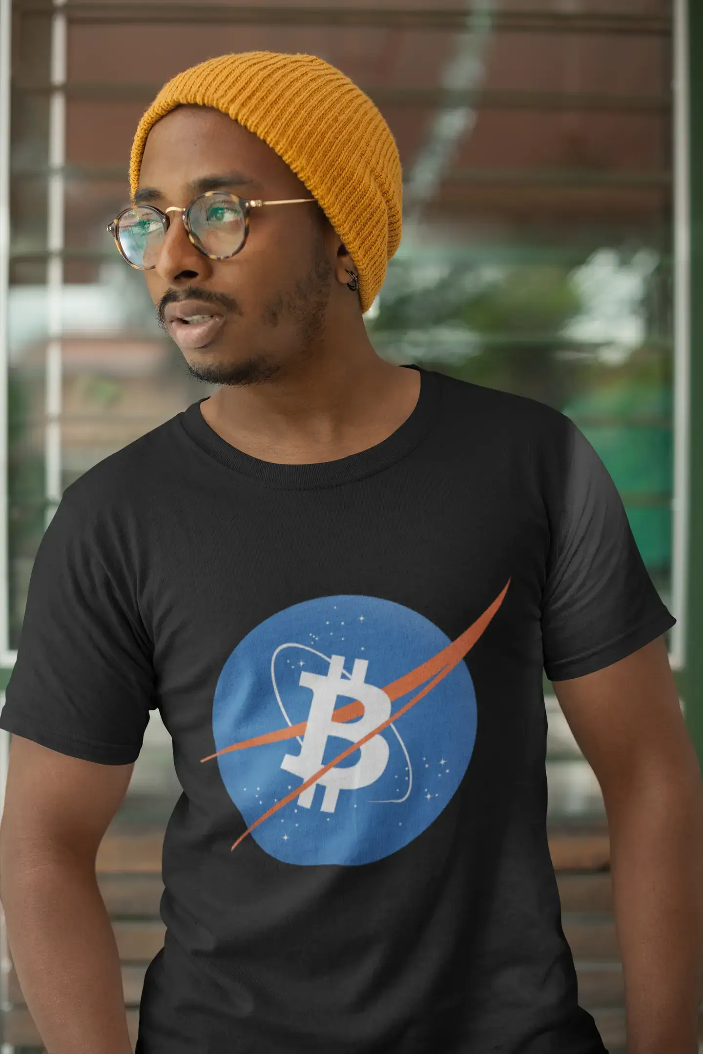 Men’s Graphic T-Shirt Bitcoin BTC NASA Style HODL Crypto Traders Gift Idea