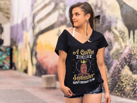ULTRABASIC Women's T-Shirt A Queen Was Born in September - Happy Birthday Shirt for Ladies