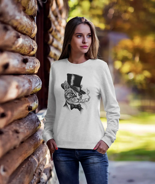 ULTRABASIC Women's Sweatshirt Cat Smoking - Tomcat Funny Sweater for Ladies