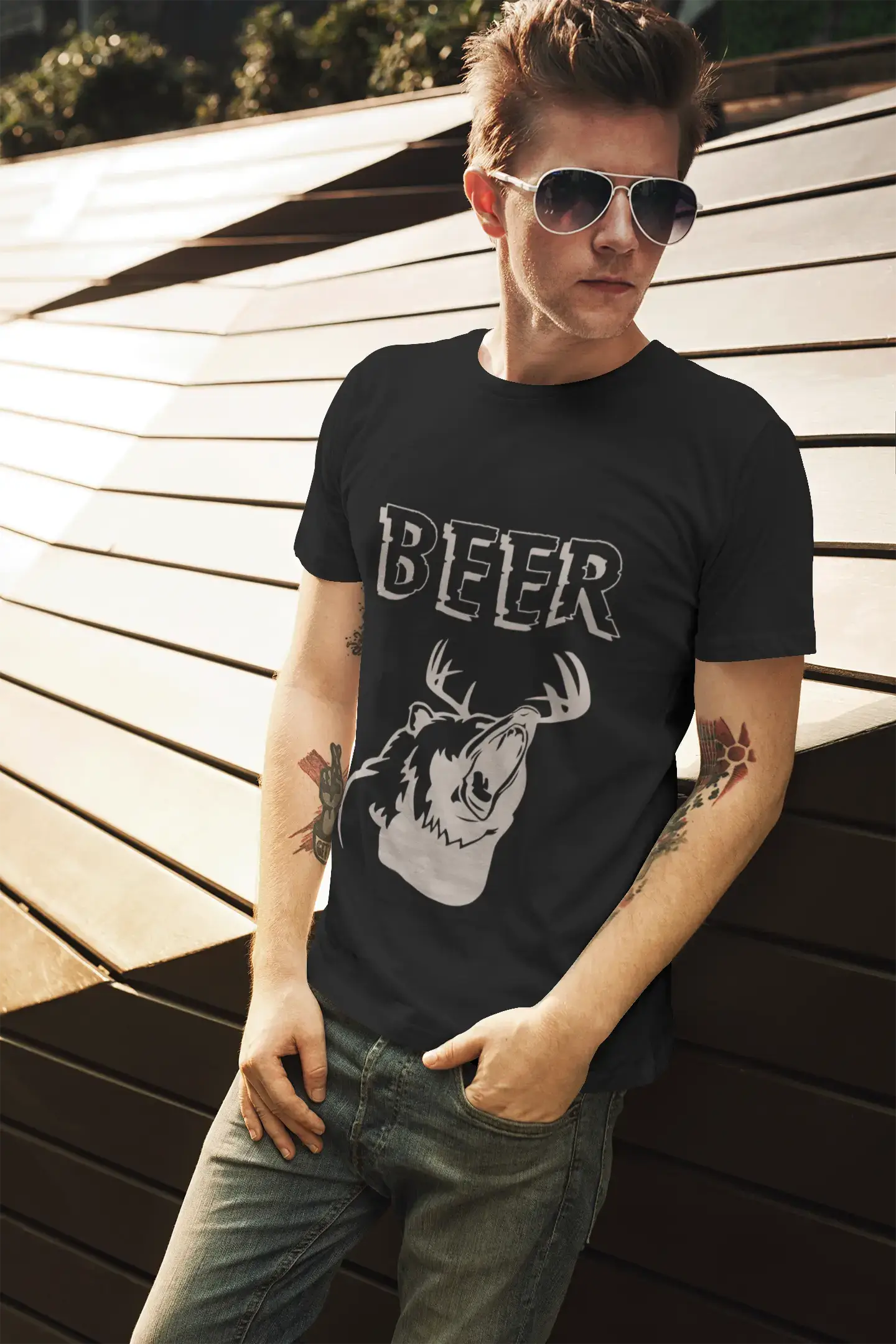 ULTRABASIC Men's Graphic T-Shirt Beer Bear - Funny Sarcasm Humor Tee Shirt