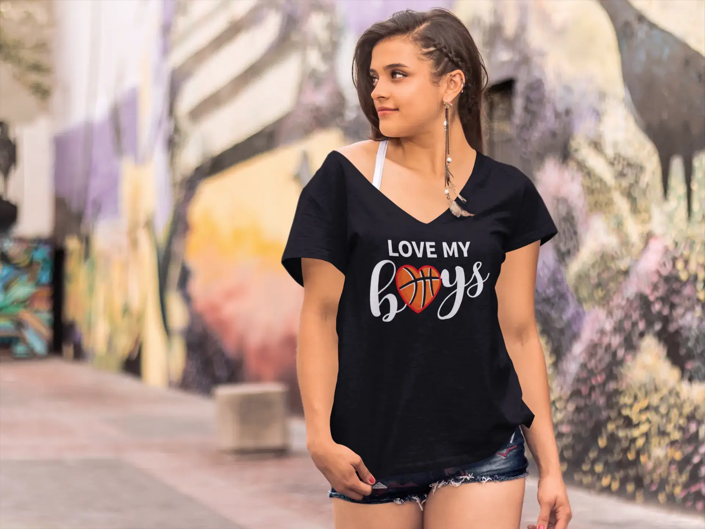 ULTRABASIC Women's T-Shirt Love My Boys - Short Sleeve Tee Shirt Tops