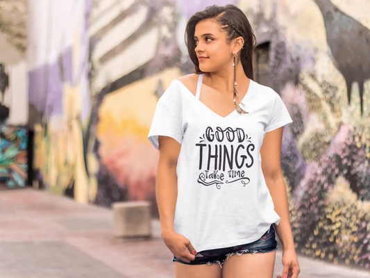 ULTRABASIC Women's T-Shirt Good Things Take Time - Short Sleeve Tee Shirt Tops