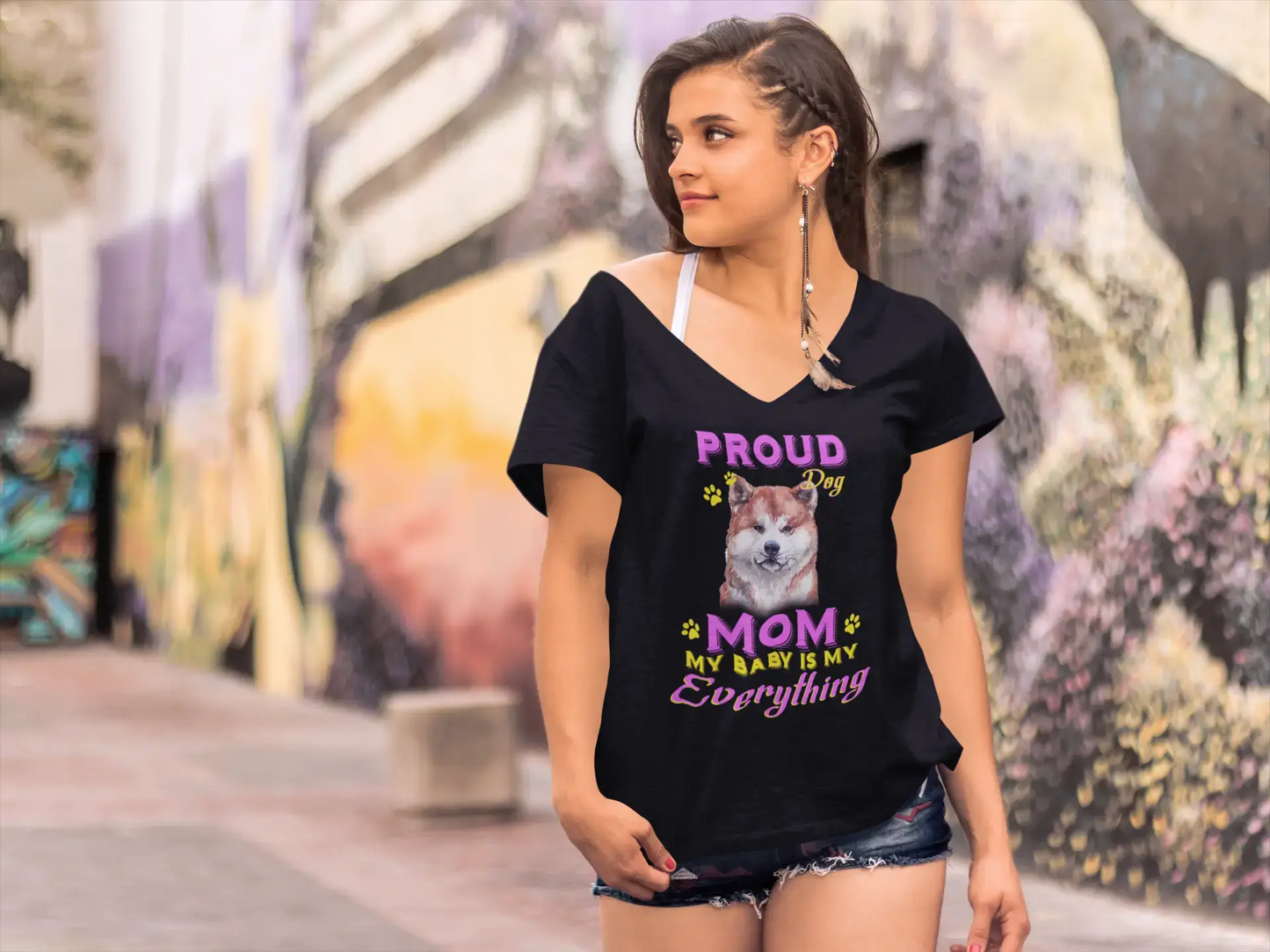 ULTRABASIC Women's T-Shirt Proud Day - Akita Inu Dog Mom - My Baby is My Everything