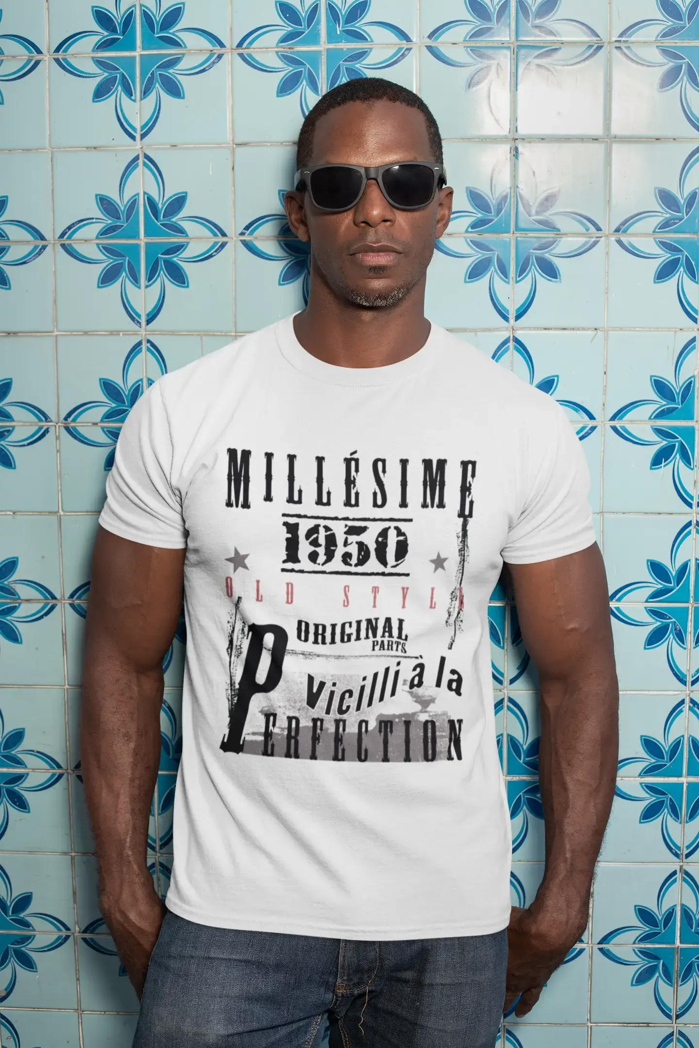 1950,Cadeaux,Anniversaire,Manches Courtes,Blanc,Homme T-Shirt