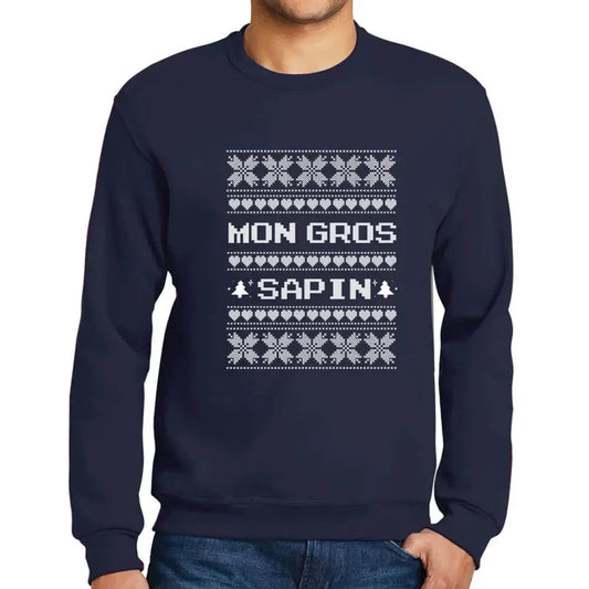 Men’s Graphic Sweatshirt Mon Gros Sapin Eco-Friendly Limited Edition Long Sleeve Sweater Vintage Birthday Gift Novelty Pullover