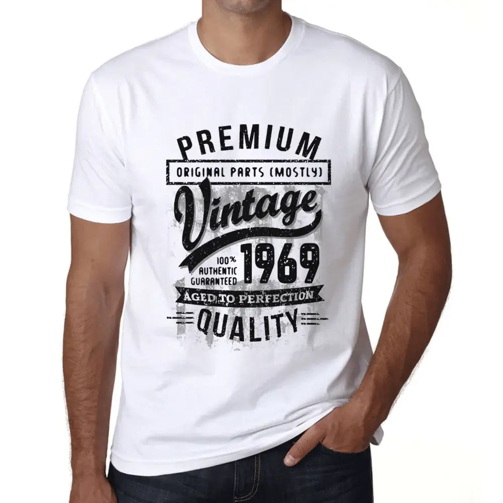 Men's Graphic T-Shirt Original Parts (Mostly) Aged to Perfection 1969 55th Birthday Anniversary 55 Year Old Gift 1969 Vintage Eco-Friendly Short Sleeve Novelty Tee