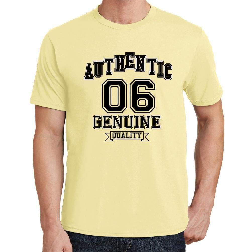 06, Authentic Genuine, Yellow, Men's Short Sleeve Round Neck T-shirt 00119 - ultrabasic-com