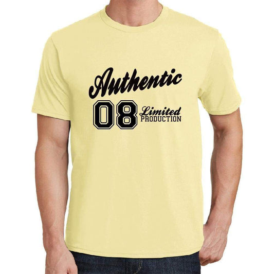 08, Authentic, Yellow, Men's Short Sleeve Round Neck T-shirt - ultrabasic-com