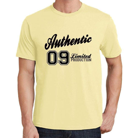 09, Authentic, Yellow, Men's Short Sleeve Round Neck T-shirt - ultrabasic-com
