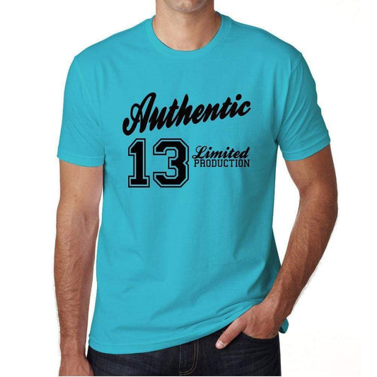 13, Authentic, Blue, Men's Short Sleeve Round Neck T-shirt 00122 - ultrabasic-com