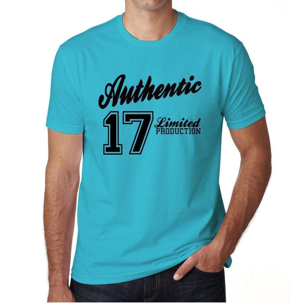 17, Authentic, Blue, Men's Short Sleeve Round Neck T-shirt 00122 - ultrabasic-com