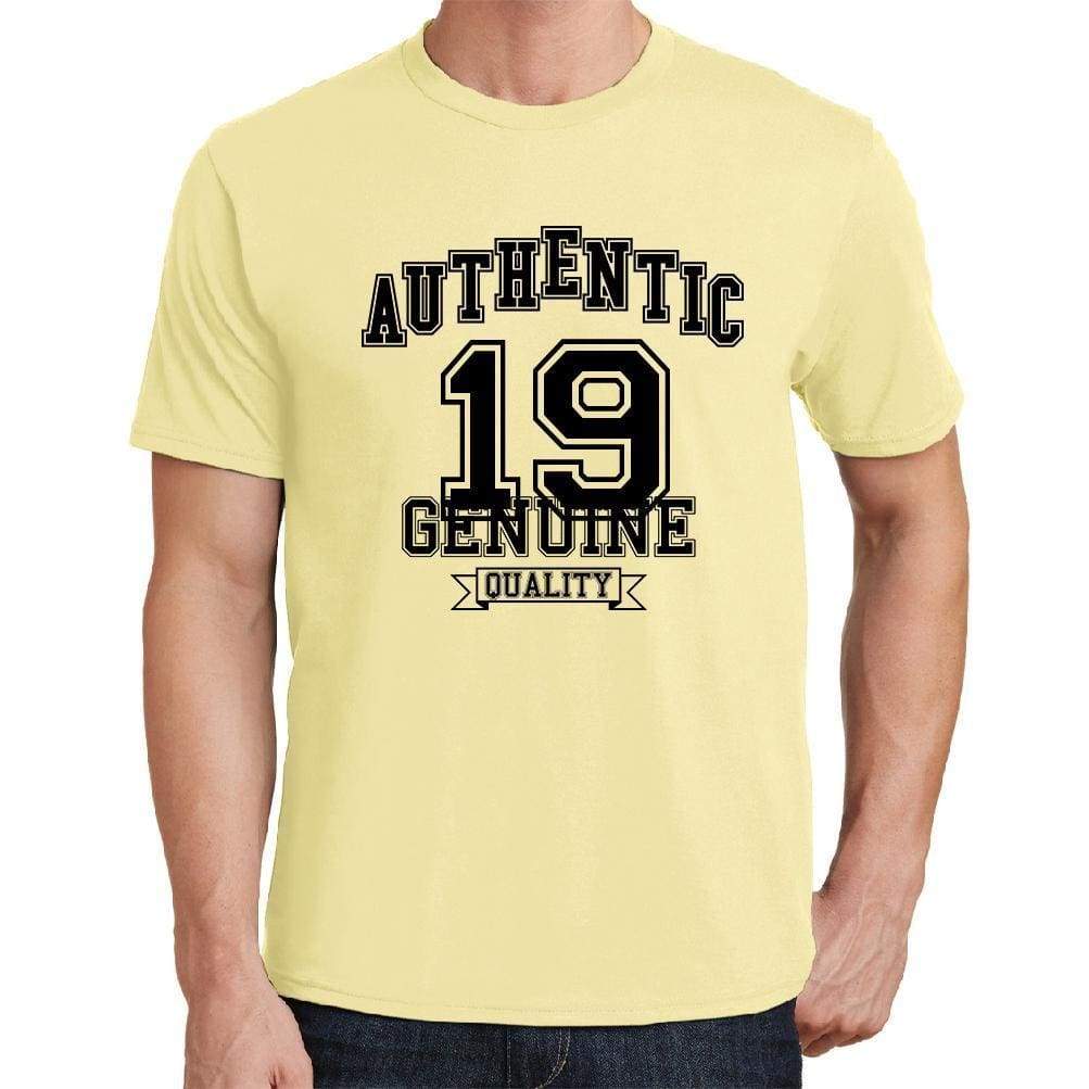 19, Authentic Genuine, Yellow, Men's Short Sleeve Round Neck T-shirt 00119 - ultrabasic-com