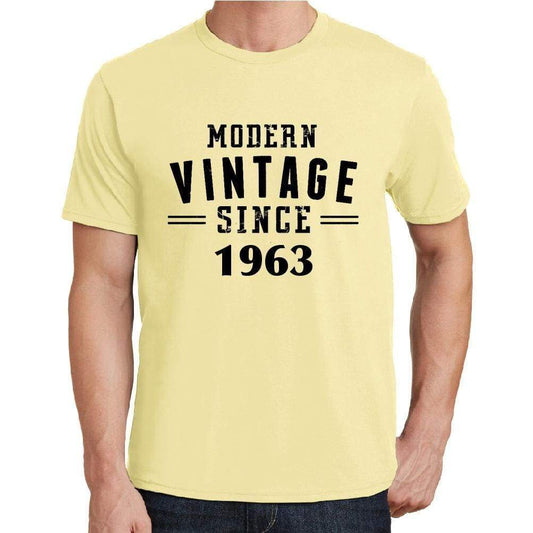 1963, Modern Vintage, Yellow, Men's Short Sleeve Round Neck T-shirt 00106 - ultrabasic-com
