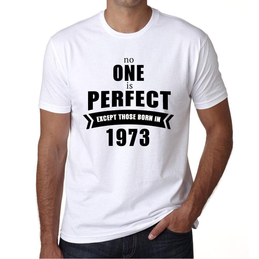 1973, No One Is Perfect, white, Men's Short Sleeve Round Neck T-shirt 00093 - ultrabasic-com