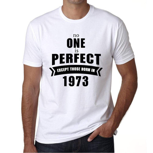 1973, No One Is Perfect, white, Men's Short Sleeve Round Neck T-shirt 00093 - ultrabasic-com