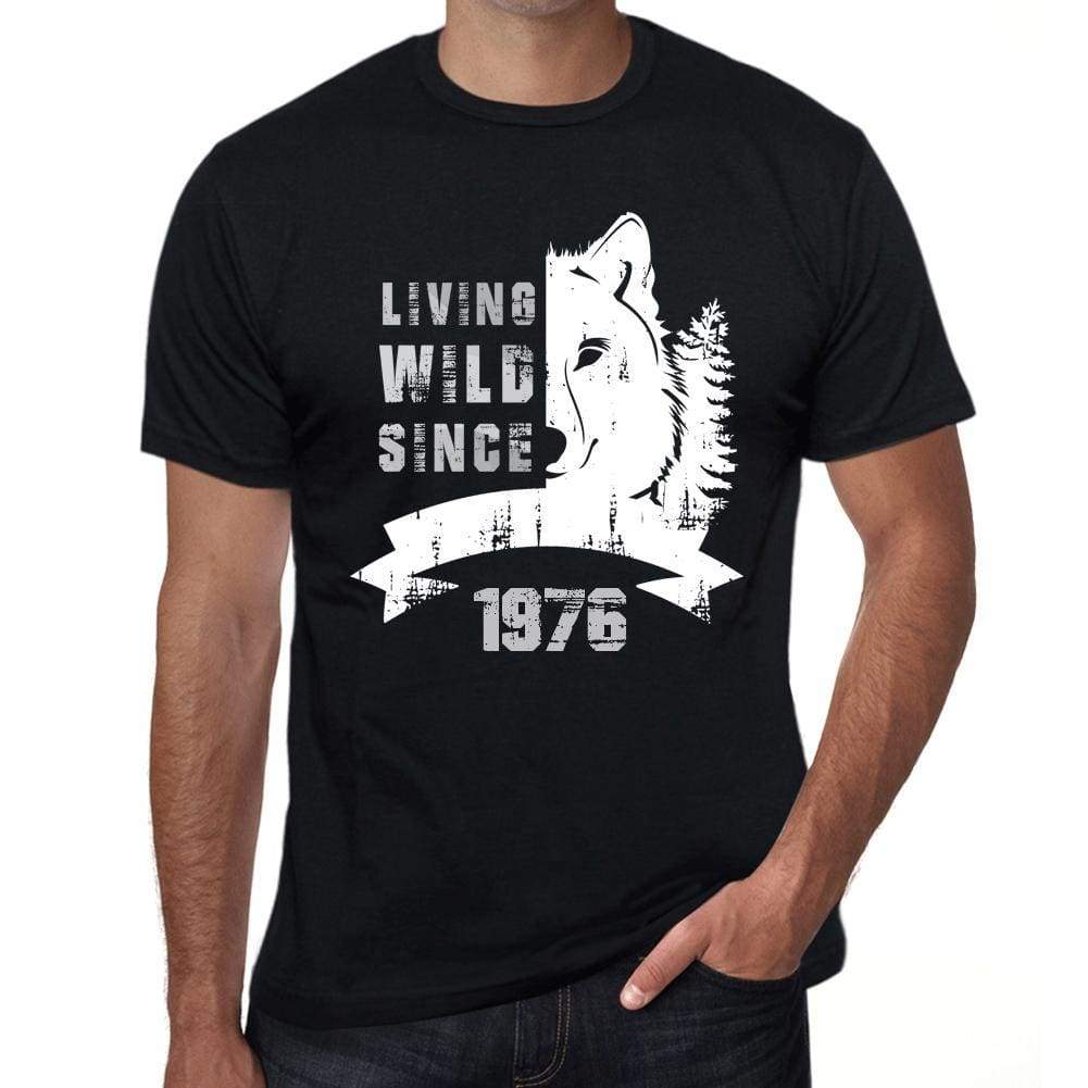 1976, Living Wild Since 1976 Men's T-shirt Black Birthday Gift 00498 - ultrabasic-com
