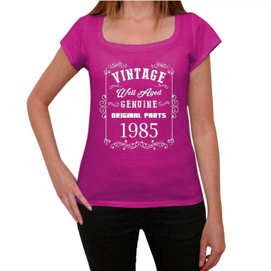 1985, Well Aged, Pink, Women's Short Sleeve Round Neck T-shirt 00109 - ultrabasic-com