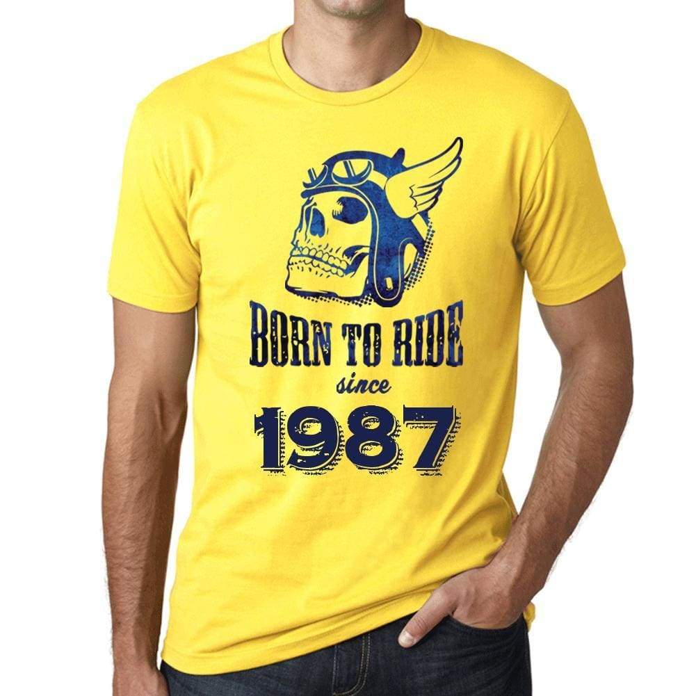 1987, Born to Ride Since 1987 Men's T-shirt Yellow Birthday Gift 00496 - ultrabasic-com