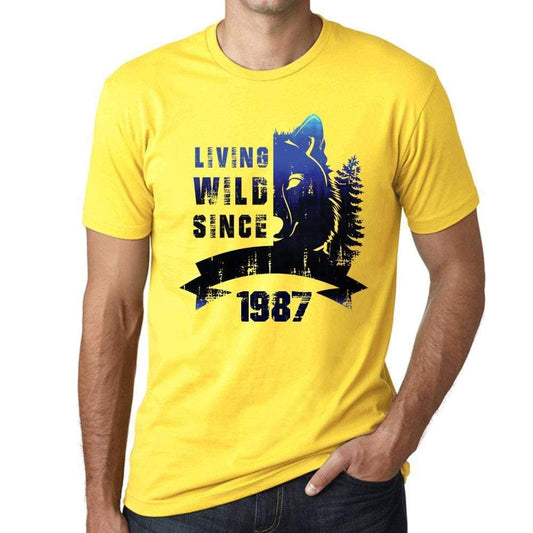 1987, Living Wild 2 Since 1987 Men's T-shirt Yellow Birthday Gift 00516 - ultrabasic-com