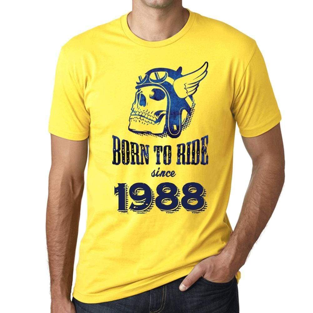 1988, Born to Ride Since 1988 Men's T-shirt Yellow Birthday Gift 00496 - ultrabasic-com