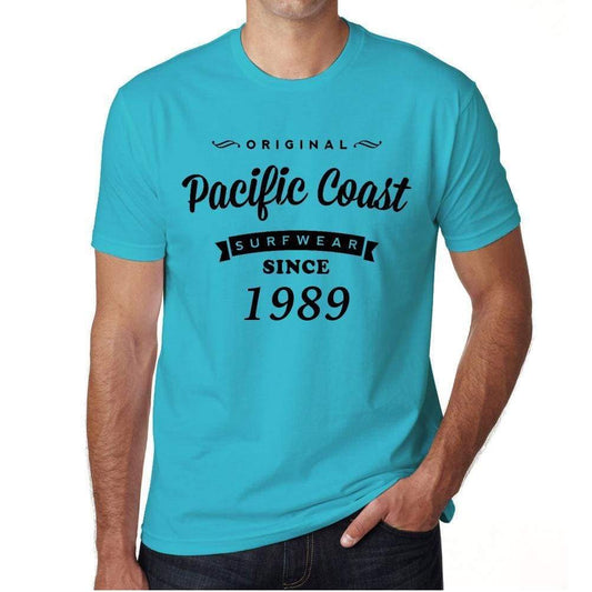 1989, Pacific Coast, Blue, Men's Short Sleeve Round Neck T-shirt 00104 - ultrabasic-com