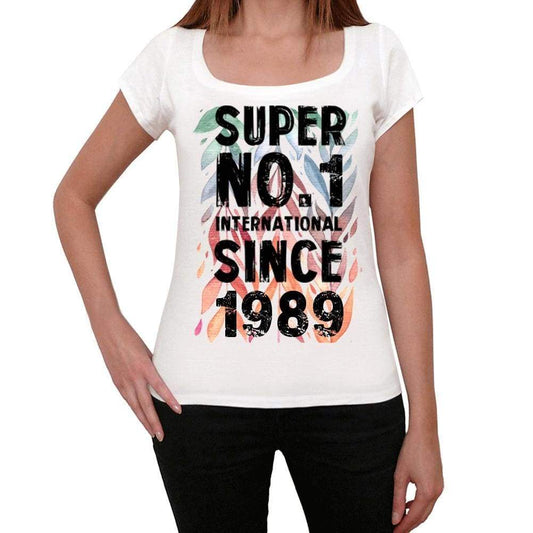 1989, Super No.1 Since 1989 Women's T-shirt White Birthday Gift 00505 - ultrabasic-com