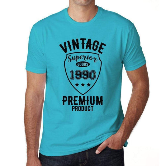 1990 Vintage Superior Blue Mens Short Sleeve Round Neck T-Shirt 00097 - Blue / S - Casual