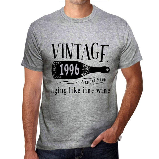1996 Aging Like A Fine Wine Mens T-Shirt Grey Birthday Gift 00459 - Grey / S - Casual