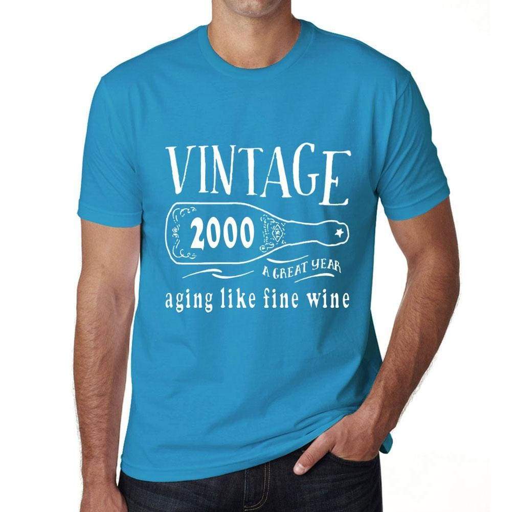 2000 Aging Like A Fine Wine Mens T-Shirt Blue Birthday Gift 00460 - Blue / Xs - Casual