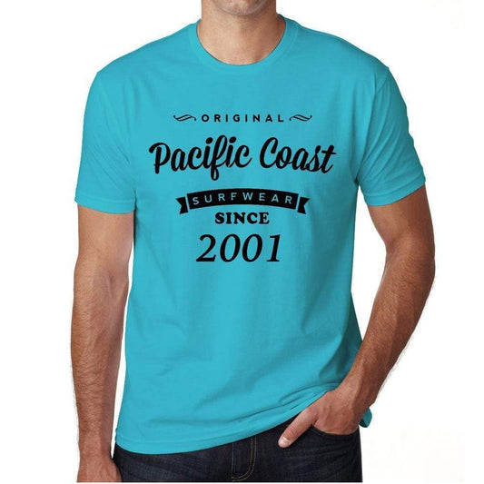2001 Pacific Coast Blue Mens Short Sleeve Round Neck T-Shirt 00104 - Blue / S - Casual