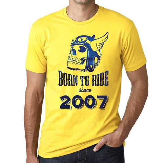 2007 Born To Ride Since 2007 Mens T-Shirt Yellow Birthday Gift 00496 - Yellow / Xs - Casual