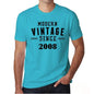 2008 Modern Vintage Blue Mens Short Sleeve Round Neck T-Shirt 00107 - Blue / S - Casual