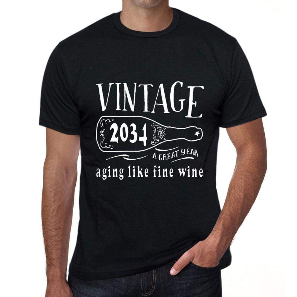 2034 Aging Like a Fine Wine Men's T-shirt Black Birthday Gift 00458 - Ultrabasic