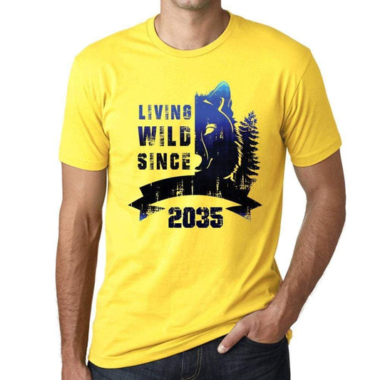2035 Living Wild 2 Since 2035 Mens T-Shirt Yellow Birthday Gift 00516 - Yellow / Xs - Casual