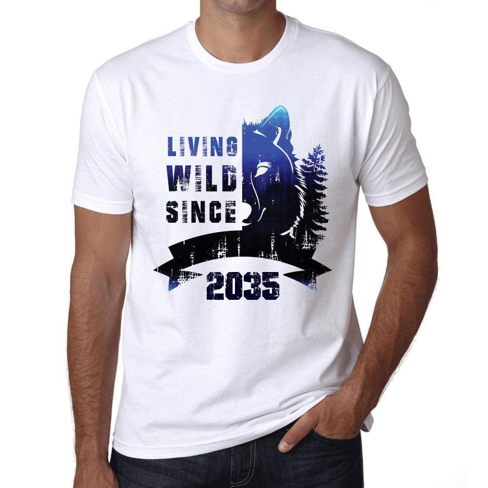 2035 Living Wild Since 2035 Mens T-Shirt White Birthday Gift 00508 - White / Xs - Casual