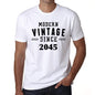 2045 Modern Vintage White Mens Short Sleeve Round Neck T-Shirt 00113 - White / S - Casual