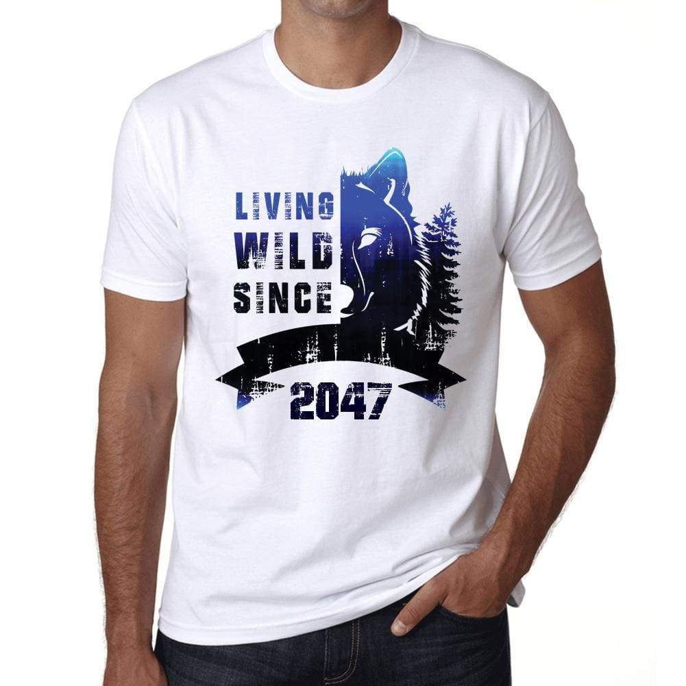 2047 Living Wild Since 2047 Mens T-Shirt White Birthday Gift 00508 - White / Xs - Casual