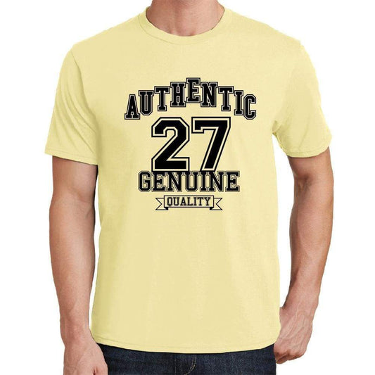 27 Authentic Genuine Yellow Mens Short Sleeve Round Neck T-Shirt 00119 - Yellow / S - Casual