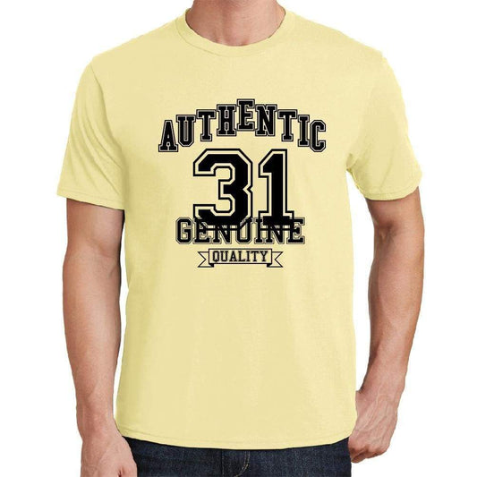 31 Authentic Genuine Yellow Mens Short Sleeve Round Neck T-Shirt 00119 - Yellow / S - Casual