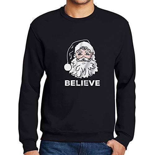 Ultrabasic - Homme Graphique Believe in Santa Claus Sweater Action de Grâces Xmas Cadeau Idées Tee Noir Profond
