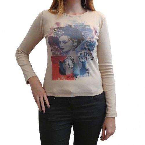 Scarlett : T-Shirt Femme, imprimé Visage - Beige