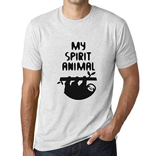 Ultrabasic - Homme T-Shirt Graphique Sloth is My Spirit Animal Blanc Chiné