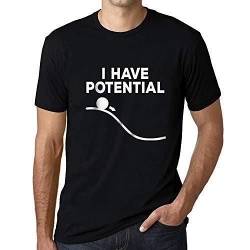 Ultrabasic - Homme Graphique J'Ai du Potentiel Impression de Lettre Tee Shirt Cadeau Noir Profond