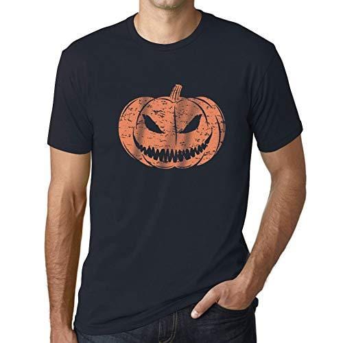 Ultrabasic - Homme T-Shirt Graphique Visage Citrouille Mignon Occasionnel Automne Halloween Marine