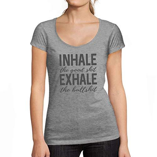 Ultrabasic - Tee-Shirt Femme col Rond Décolleté Inhale Exhale