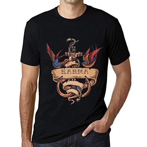 Ultrabasic - Homme T-Shirt Graphique Anchor Tattoo Karma Noir Profond