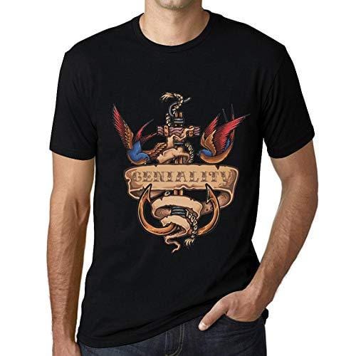 Ultrabasic - Homme T-Shirt Graphique Anchor Tattoo Geniality Noir Profond