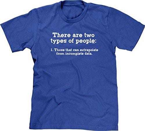 Men's T-shirt Funny T-shirt Two Kinds of People Incomplete Data Royal Blue