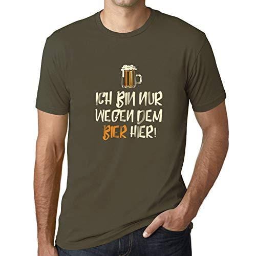 Ultrabasic - Homme T-Shirt Graphique Ich Bin Nur Wegen dem Bier Hier Army